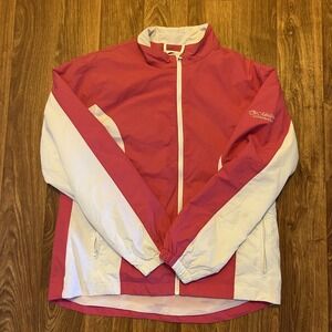 FootJoy Jacket Woman's Medium Lightweight Golf Pink White Full Zip Coat Ladies L